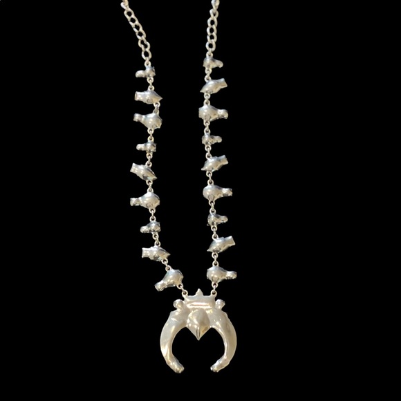 Guess Horseshoe Crystal Necklace blue Citrine Opalescent Stones 18”-22” Stones - Picture 3 of 6